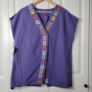Barbara Mullen Women's Purple V-Neck Sleeveless Oversized Vest Top Size M